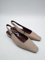 M&S Women's Shoes Blush Genuine Leather Square Toe Slingback Flats New