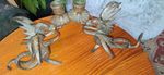 Vintage Pair Brass Bronze Dragon Griffin Chinese Japanese Asian Candlestick