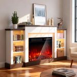 Electric Fireplace Flame Heater,Timer&20 Color LED Light TV Cabinet BIG Storage