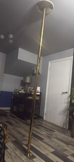 Gold Fixed Floor-to-Ceiling Dance Pole with Top Mount Plate for Gym Training