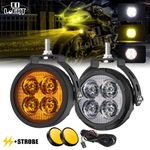 2X 3.5inch LED Headlight Amber Pods Motorcycle Auxiliary Lights With Hi&Low Beam