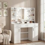 Large Dressing Table w/ Hollywood Bulbs Mirror 3 Drawer Multi-Socket Makeup Zgyo