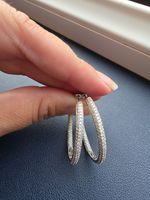 18ct/18K 750  Hallmarked White Gold  1.73ct x 2 Diamond Hooped Earrings.
