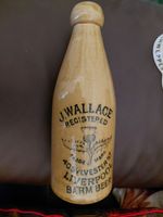 Victorian Liverpool 'Scottish Thistle' Pictorial Stoneware Ginger Beer Bottle