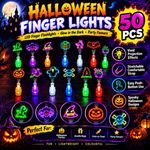 50 Pcs Halloween Finger Lights LED Finger Flashlights Glow in Dark Party Favours