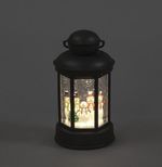 Christmas Snowman Family LED Metal Water Lantern Glitter Snow 18cm Tall