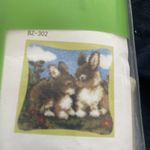 Latch Hook Kit Cute Rabbits Cushion Cover  43 X 43cm