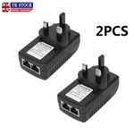 2 UK Plug POE Injector Power Supply Over Ethernet Adapter POE Device DC 48V 0.5A