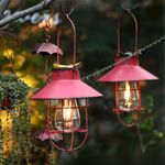 Vintage Solar Powered Hanging Lantern Outdoor Garden Light Waterproof Retro Lamp