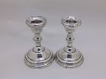George V 1912 Pair of Sterling Silver Mounted 4¼" Candlesticks Hallmarked B'ham