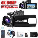 4K 64MP Camcorder Video Camera Handheld 18X Digital Zoom Youtube Vlogging Camera