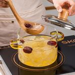 Heat-resistant and rust-proof clear glass cooking pot with lid | Cookware
