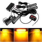 4x 6 LED 12/24V Amber Recovery Strobe Marker Light Flashing Light Bar Beacon Car