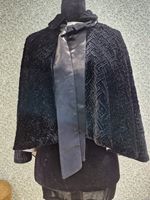 ANTIQUE CAPE SHAWL BLACK VELVET 1930s Victorian VINTAGE GOTH HALLOWEEN