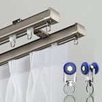 DIRAMPT 9.8FT Double Curtain Track Ceiling Wall Mount Aluminum Rail Champagne