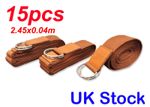 15 pcs 2.4m Cotton Yoga Strap Stretching Flexibility Alignment Adjustable D-Ring