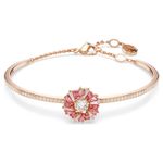 Idyllia bangle Mixed cuts bracelet, Flower, Pink, Rose gold-tone plated 5699082