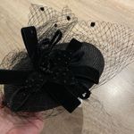 Black Fascinator with Birdcage Veil & Velvet Bow Ladies Occasion Hat BNWT