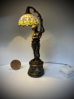 Whimsical 12th Scale Statue Tiffany Style Floor Lamp Ooak miniature collectable