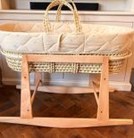 Little Green Moses Basket with Rocking Stand