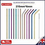 4PC Coloured Reusable Stainless Steel Straw Metal Drinking StrawsClean Brush