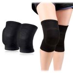 1 Pair Stretchy Knee Pads, Full Black Soft Brace Breathable Sleeve Protective F
