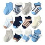 12 Pairs Boy Girl Ankle Socks Non Slip Baby Kid Cotton Gripper Trainer Toddler