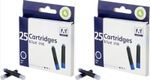 Universal Fountain Pen Ink Cartridges Blue 4cm – 2 Packs of 25 | 50 TOTAL