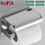 Bathroom Toilet Paper Roll Holder Wall-Mounted With Mobile Phone Storage shelf