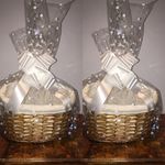 Set 2 small make your own hamper kit buff basket cellophane choose colour bow 