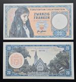 Liechtenstein 20 Frank UNC Uncirculated 2020 Banknote - Gabris Matej