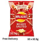 Walkers Ready Salted Flavour Crisps 32 x 32.5g Full Box - Fresh Stock