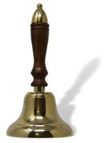 Traditional Large Solid Brass School Hand Bell with Split Ring Attachment