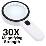 30X Magnifying Glass Light Handheld Illuminated Magnifier with 12 LED Lights UK