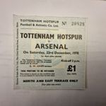 TICKET STUB-TOTTENHAM HOTSPUR v ARSENAL- DIVISION ONE- 23RD DECEMBER 1978