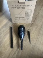 LED Solar Powered Outdoor Patio Torch Light, Blue LED, Black Ground Stake qty 8
