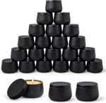 24x 4oz Matte Black Glass Candle Jars Bamboo Lids Thick Wax Containers