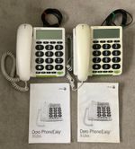 2x Big Button Landline Phone Elderly Loud Volume Hearing Aid Compatible Easy Use