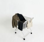 No Bend Laundry Trolley Basket With Wheels Foldable Washing Cart & Peg Pocket