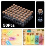 50x 5ml Mini Tiny Empty Clear Glass Jars Craft Art Bottles Vials with Cork Stopp
