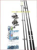 SEA FISHING BEACHCASTING  KIT 2 ROD 2 REEL + TACKLE NEW