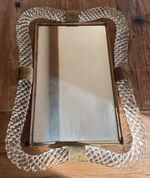 Vintage Murano  Italian Glass Rope Mirror Brass 1960s Hollywood Regency
