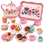 Tea Set for Kids 30 PCs Afternoon Tea Party Set with Teapot Pretend Playset Toy