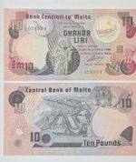 Central Bank Of Malta 10 Liri, Banknote, Crisp, Uncirculated Condition