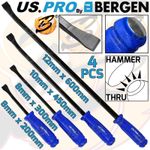 US PRO 4PC Pry Bar Set Jemmy 200mm 300mm 450mm 600mm Go-Thru Lever Bars Wrecking