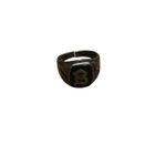 Vintage Sterling Silver 10K Gold Top Initial B Signet Ring Adjustable Black Onyx