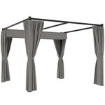 3 x 3m Moving Canopy Metal Pergola with Curtains Grey Light Grey