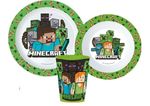 Minecraft Children Character BPA Free Microwave Safe 3pc Dinner Set reusable
