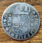 Qty x2 Silver, 2 Reales Madrid Spain, 1724 (A) & 1704-19 (J), Philip V Coins