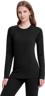 Women Thermal Tops 100% Merino Wool Base Layers Winter Skiing Long Sleeve Shirts